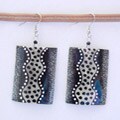 Silverplated Cow Bone Black Rectangle Earrings (Kenya)