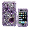 Premium Apple iPhone 3G/ 3GS Purple Heart Rhinestone Case