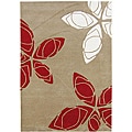 Handmade Sabrina Golden Olive Wool Rug (5' x 8')
