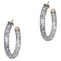 Sterling Silver White Crystal 32-mm Hoop Earrings