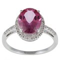 Viducci 10k White Gold Pink Topaz and 1/10 TDW Diamond Ring (G-H, I1-I2)