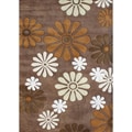 Handmade Sabrina Dark Chocolate Floral Wool Rug (8' x 10')