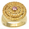 14k Yellow Gold Pink and Yellow Sapphire Cluster Ring