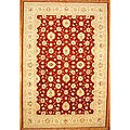 Afghan Hand-knotted Oushak Red/ Ivory Wool Rug (12' x 17'9)