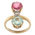 18k Yellow Gold Tourmaline and 1/4ct TDW Diamond Estate Ring (K-L, SI2)