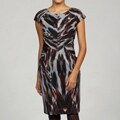 Calvin Klein Women's Brown/ Multi Fitted Cap-sleeve Dress