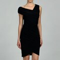 Jessica Simpson Women's Black Asymmetrical Ruched Dress