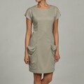Jessica Simpson Women's Taupe Drape Pocket Shift Dress