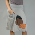 AtoZ Women's Cotton Applique Panel Skirt