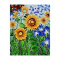 Hand-carved Van Gogh 'Sunflowers and Irises' Decorative Ceramic Tile
