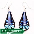 Bleek2Sheek Murano-inspired Glass Blue and Black Teardrop Earrings