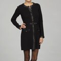 Cullen Women's Faux-leather Trim Belted Sweater FINAL SALE