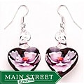 Bleek2Sheek Murano-inspired Glass Pink and Black Heart Earrings
