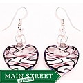 Bleek2Sheek Murano-inspired Glass Purple and Clear Heart Earrings