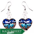 Bleek2Sheek Murano-inspired Glass Blue and Black Heart Earrings 