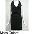 Ruby Women's Junior's Ruched V-neck Halter Dress