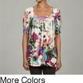 Simply Irresistible Women's Floral Sublimation Smocked Top