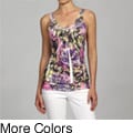 Simply Irresistible Women's Floral Sublimation Butterfly Sleeveless Top