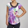 Piano Women's Cap Sleeve Top with Crochet Neckline