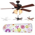 New Image Concepts 4-light 'Hannah' Floral Medallion Shade Ceiling Fan