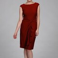 Evan Picone Women's Red Knot Waist Ruffle Dress