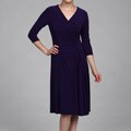Evan Picone Women's 3/4 Sleeve Asymmetrical Waist Grape Mist Dress