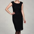 Evan Picone Women's Black Lace Cap-sleeve Dress