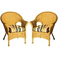 Bianca Stripe Black/ Olive Green Wicker Chair Cushion Set