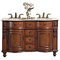 Silkroad Exclusive Wood and Travertine 55-inch Double Bathroom Vanity