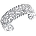 Sterling Silver 1/6ct TDW Diamond Ornate Cuff Bracelet (H-I, I3)