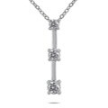 14k White Gold 1/4ct TDW Three-stone White Diamond Necklace (I-J, I1-I2)