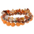 Alexa Starr Silvertone Carnelian and Fossil Stretch Bracelets (Set of 3)