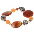 Alexa Starr Silvertone Striped Red Agate and Carnelian Stretch Bracelet