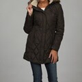 Esprit Women's Military Green Ruche Faux-Fur Puffer Coat