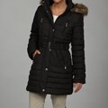 Esprit Women's Black Belted Faux-fur Trim Jacket