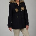 Esprit Women's Navy Faux-fur Trim Jacket