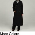 AK Anne Klein Women's Long Double-Breasted Wool Hooded Coat FINAL SALE