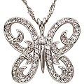 Silvertone White Cubic Zirconia Butterfly Pendant