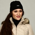 Portolano Black Cashmere Crystal Detail Hat FINAL SALE