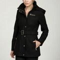 Miss Sixty Women's Black Snap Front Wool Coat