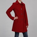 Anne Klein Women's Bright Red Wool Coat