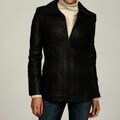 Jones New York Women's Black Top-stitch Leather Jacket FINAL SALE