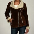Jones New York Women's Brown Suede Faux-fur Jacket FINAL SALE