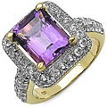 14k Gold over Silver Amethyst and White Topaz Ring