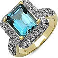 14k Gold over Silver London Blue Topaz and White Topaz Ring