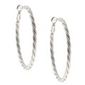 White Gold Overlay Twisted Rope 44-mm Hoop Earrings