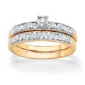 10k Yellow Gold Two-Tone 1/10ct TDW Diamond Wedding Ring Set (G-H, I2-I3)