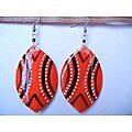 Cow Bone Red Shield Drop Earrings (Kenya)