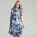 Jessica Howard Women's Plus Size Printed Cotton Shirtdress