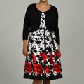 Jessica Howard Women's Plus Size Printed Cotton Dress with Sweater